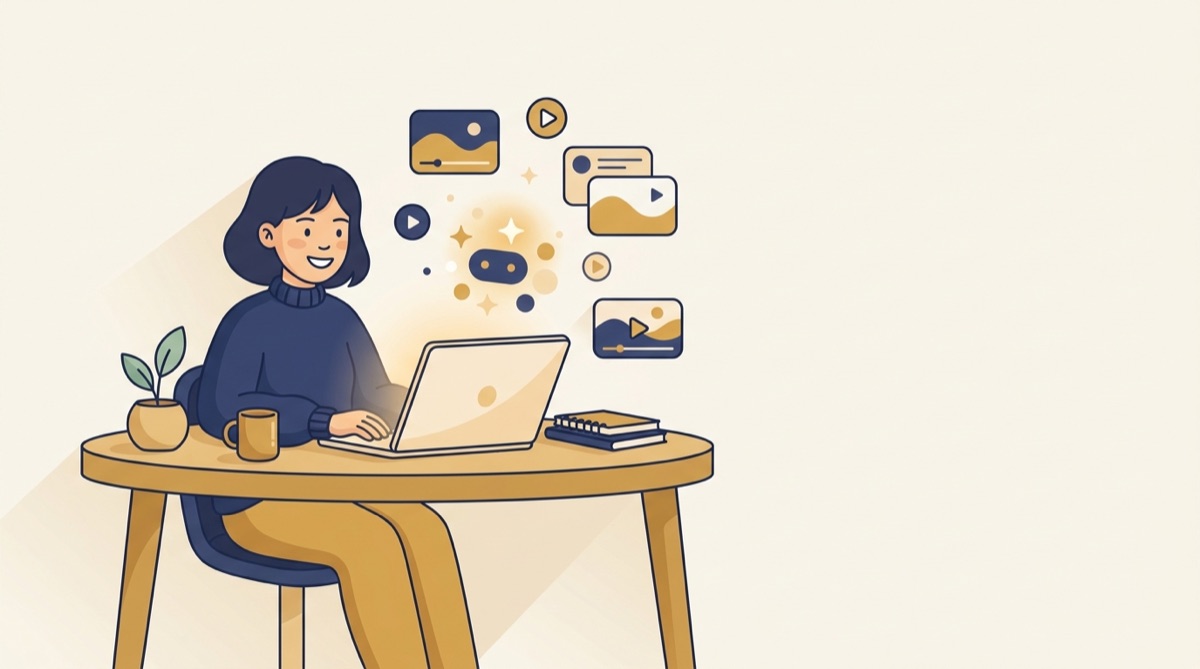 Minh hoạ: bạn ngồi làm nội dung YouTube cùng một trợ lý AI thân thiện
